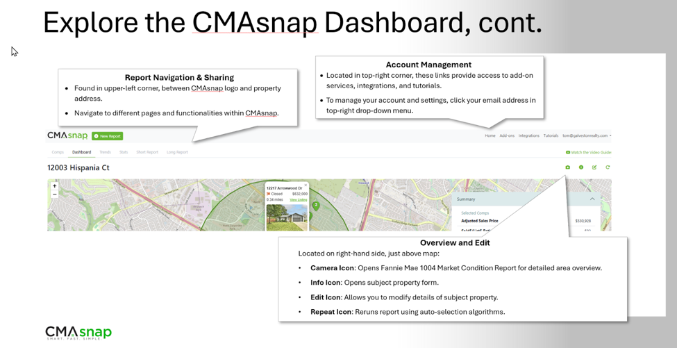 annotated dashboard for running a competitive market analysis